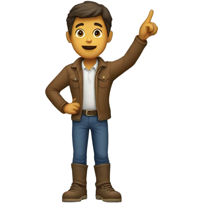 a guy pointing to the screen emoji