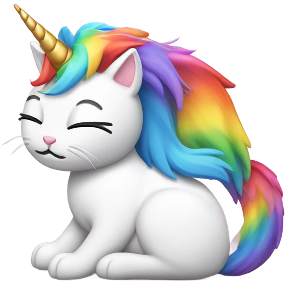 Cat riding rainbow unicorn emoji