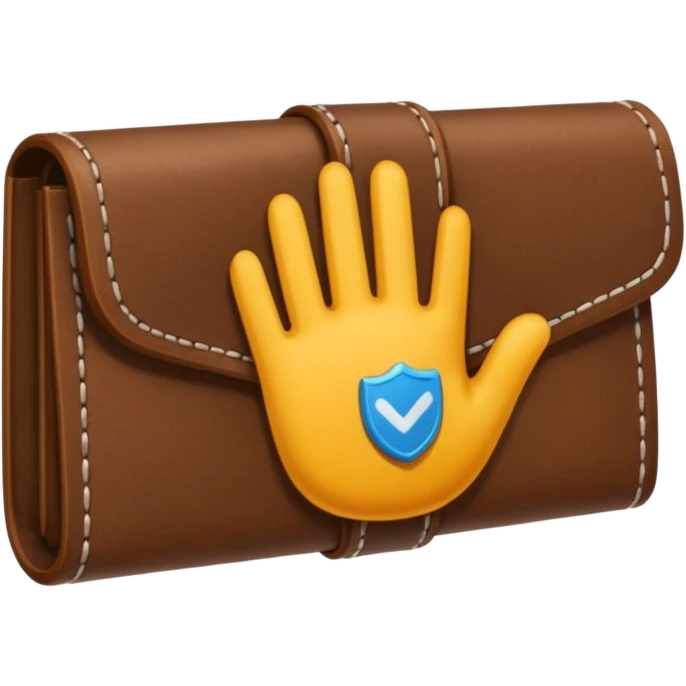 Billetera con un simbolo de manos agarradas en el medio emoji