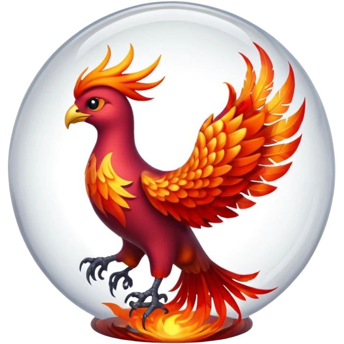 A phoenix inside a clear crystal ball emoji
