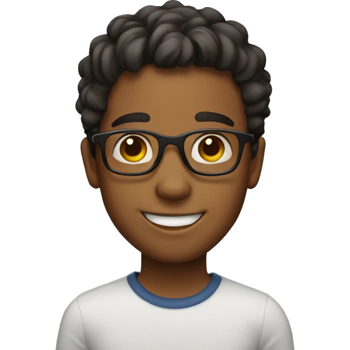 boy with glasses and dimples smiling emoji