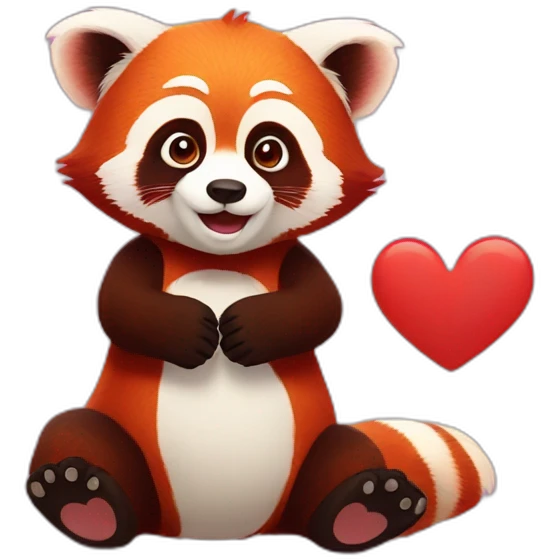 red panda who makes a heart with his paws emoji