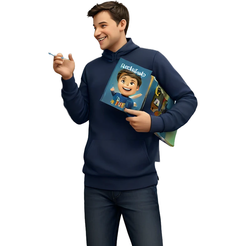 smiling boy with a book emoji