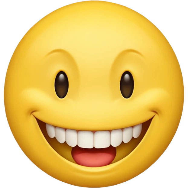 a yellow  smiley face with very big teeth like the trivago guy emoji