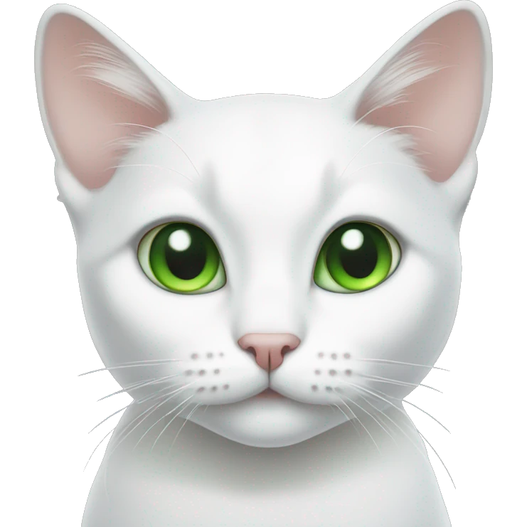 White cat with gray spot on ear and green eyes  emoji