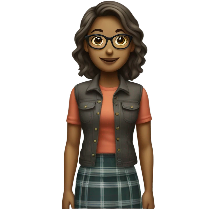 Female student with glasses and plaid skirt emoji