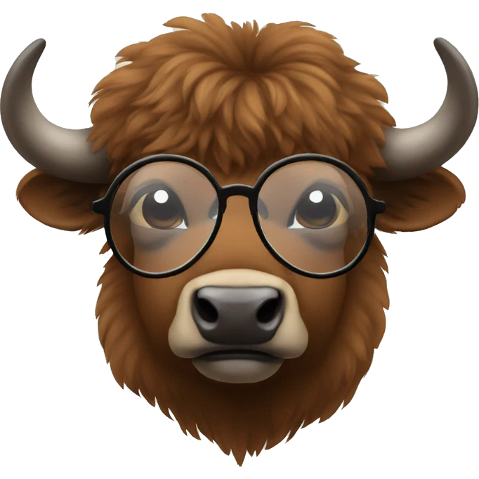 cute bison in glasses emoji