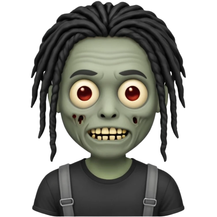 memoji iphone zombie with black dreads black tee and braces emoji