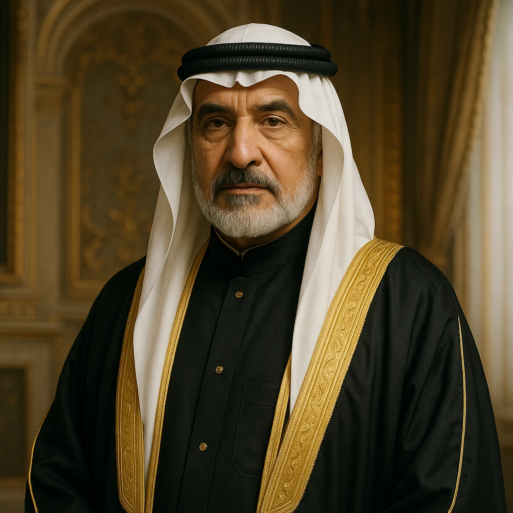 classic rich Arab man, wearing a keffiyeh and agal, gold accents, dignified expression emoji