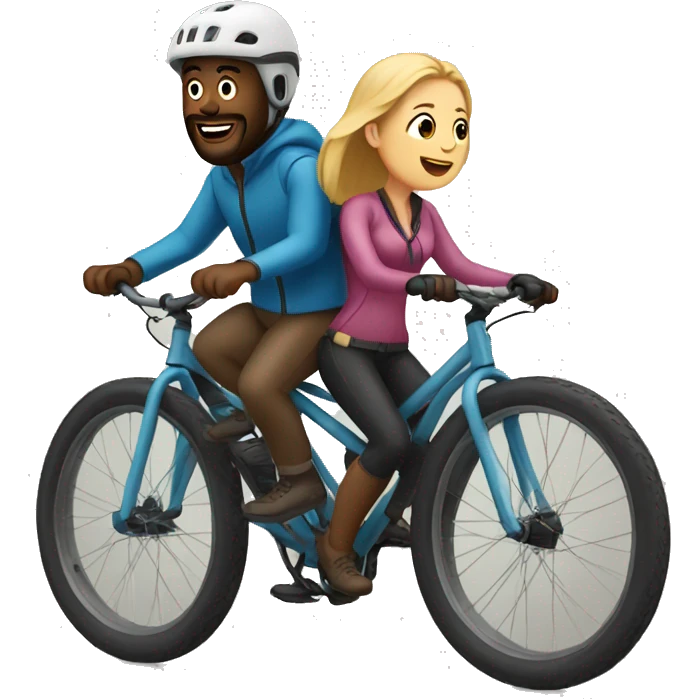 white guy and woman riding on a fat bike emoji