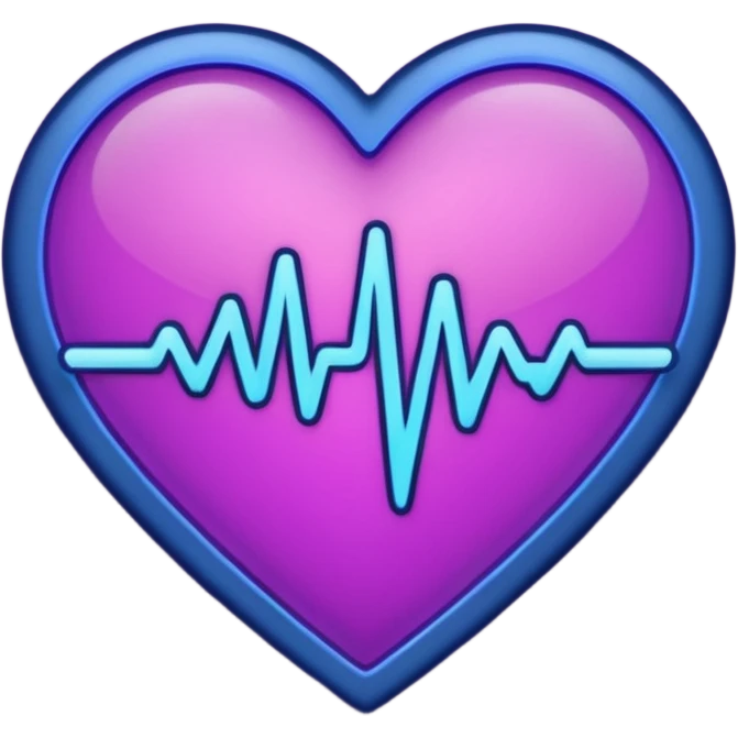 heart pules tech with the pules symbol in the middle, make the hart dark purple. navy blue outline emoji