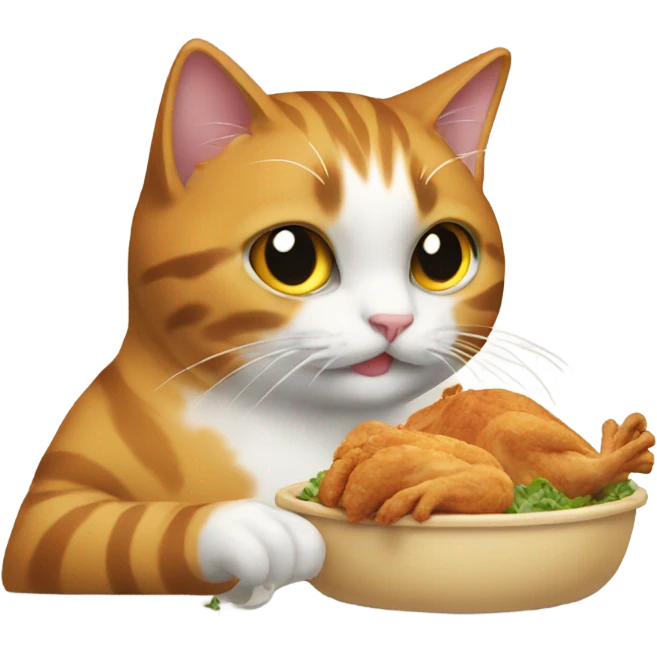 cat eating chicken emoji