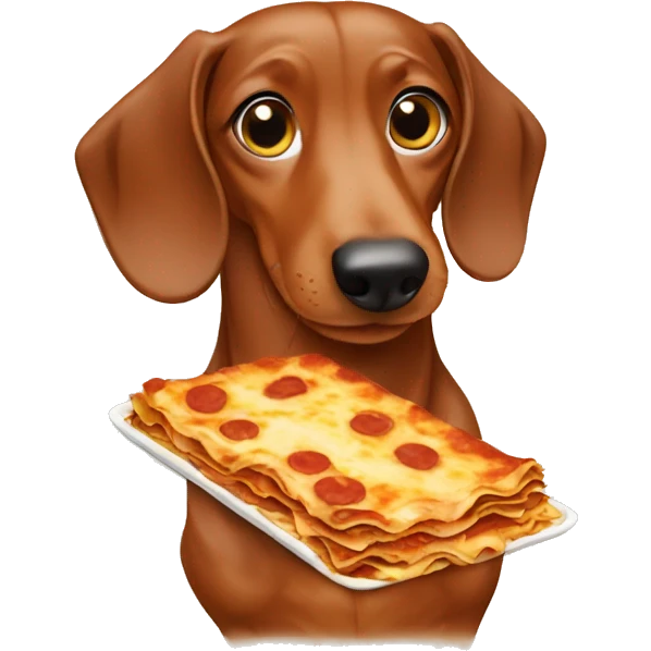 dachshund eating lasagna emoji