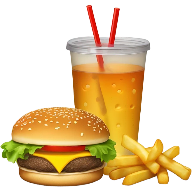 Hamburger, french fries and a drink emoji
