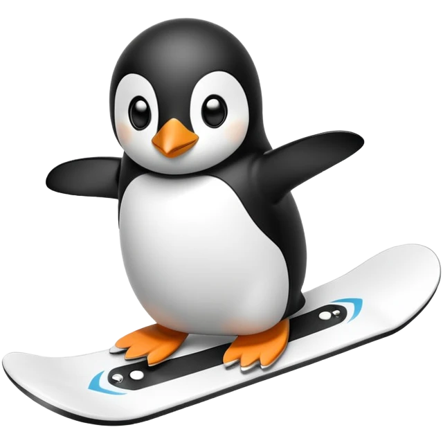 Snowboard penguin  emoji