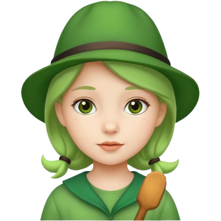 girl kid Character with Green Hats emoji