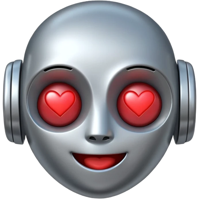 a happy robot face with heart eyes emoji