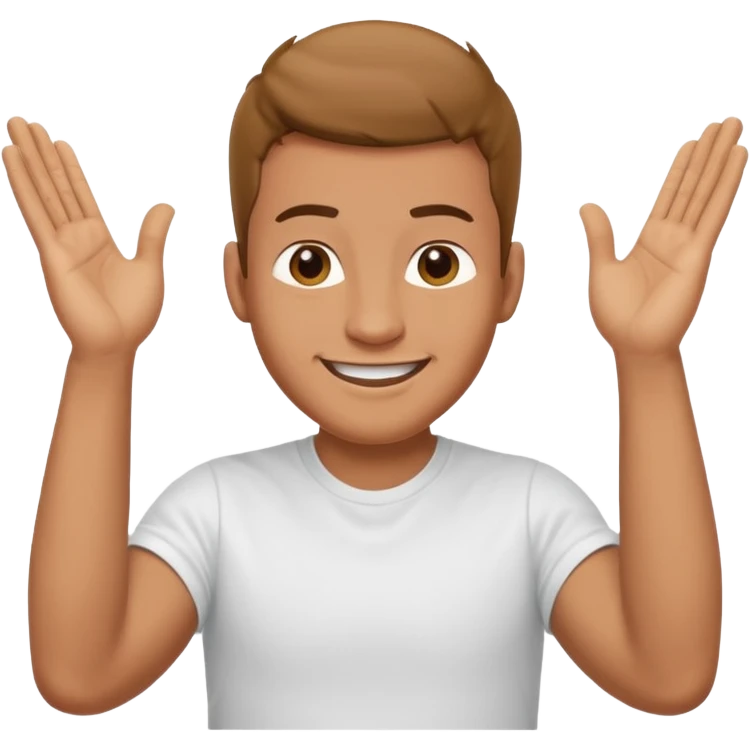 A man who has his balls to big and move yours hands upp and down emoji