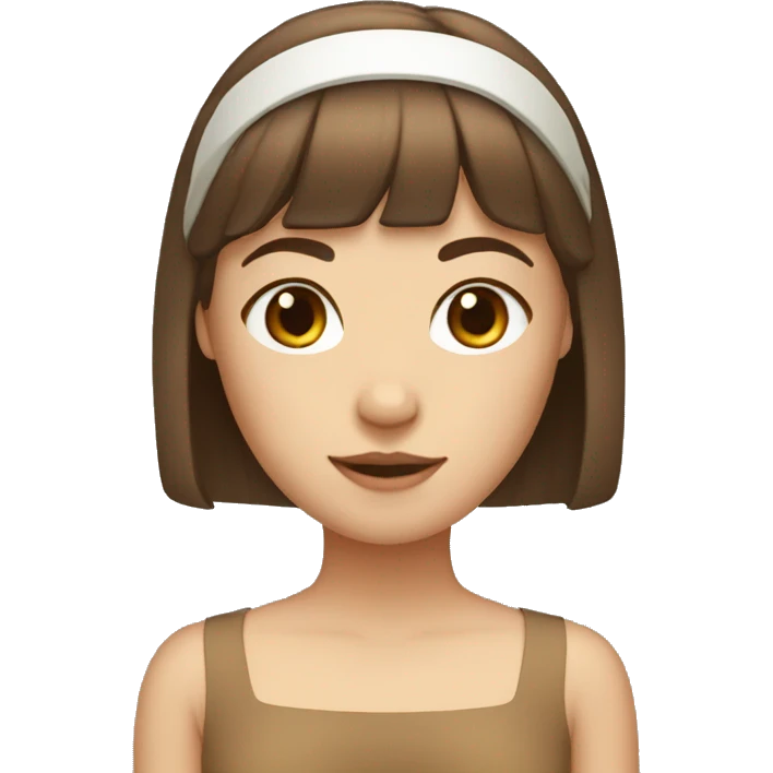 fair skinned girl with brown hair, bangs, and a white headband emoji