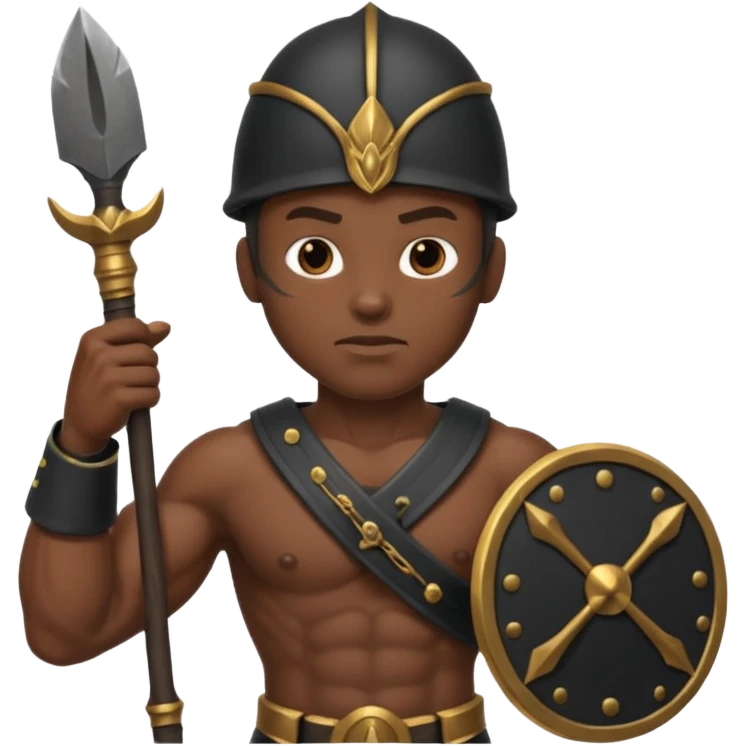 black ancient soldier with raw stick weapon emoji