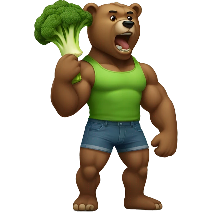 muscular bear eating a broccoli emoji
