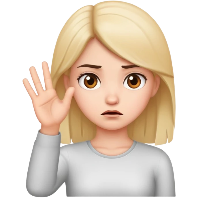 annoyed girl with stop hand gesture emoji