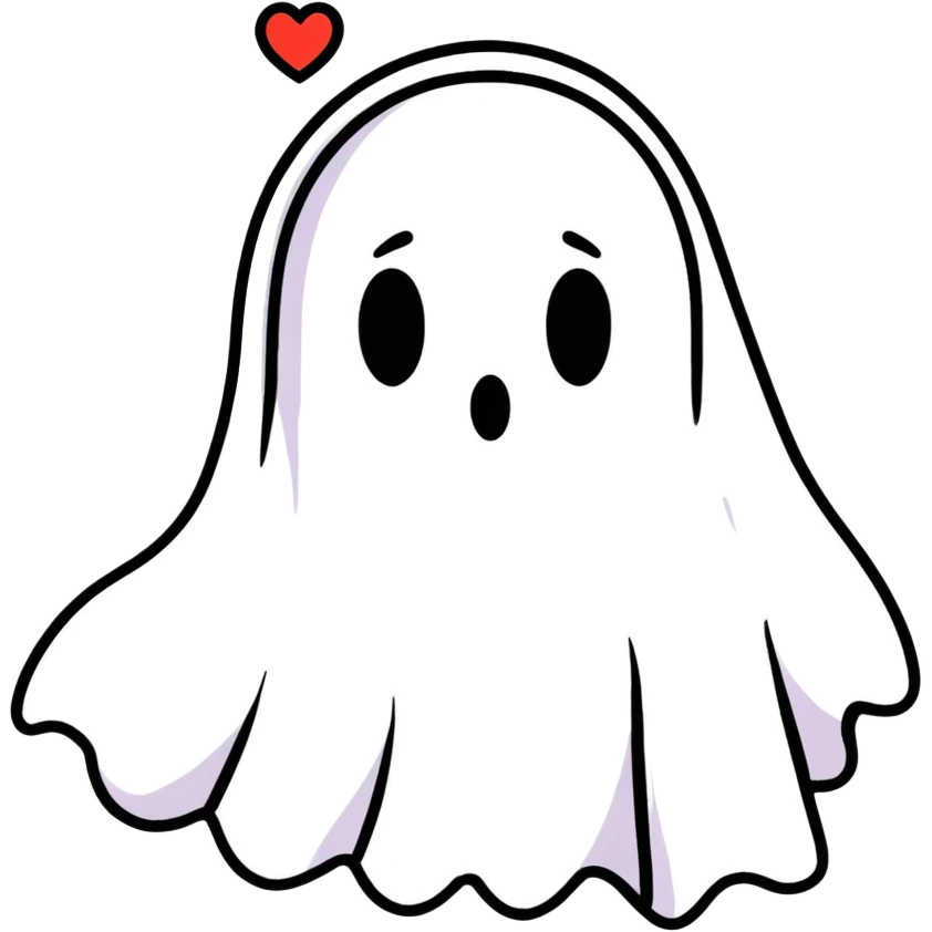 Ghost face with hearts around him emoji
