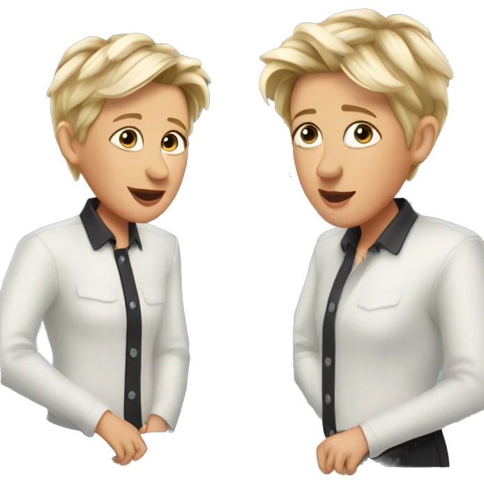 Ellen Degeneres talking in front of mirror emoji