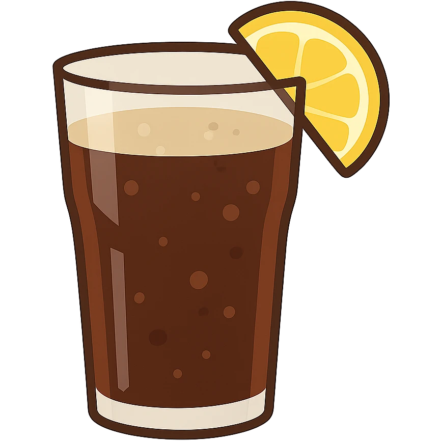 flat toon glass of cola with a wedge of lemon emoji