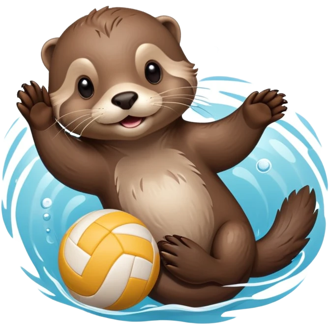 adorable otter floating on its back on water holding a volleyball on its tummy emoji