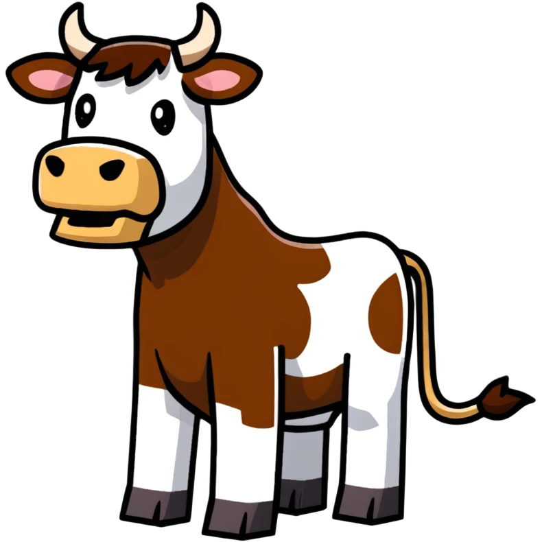 square-shaped brown Minecraft cow emoji