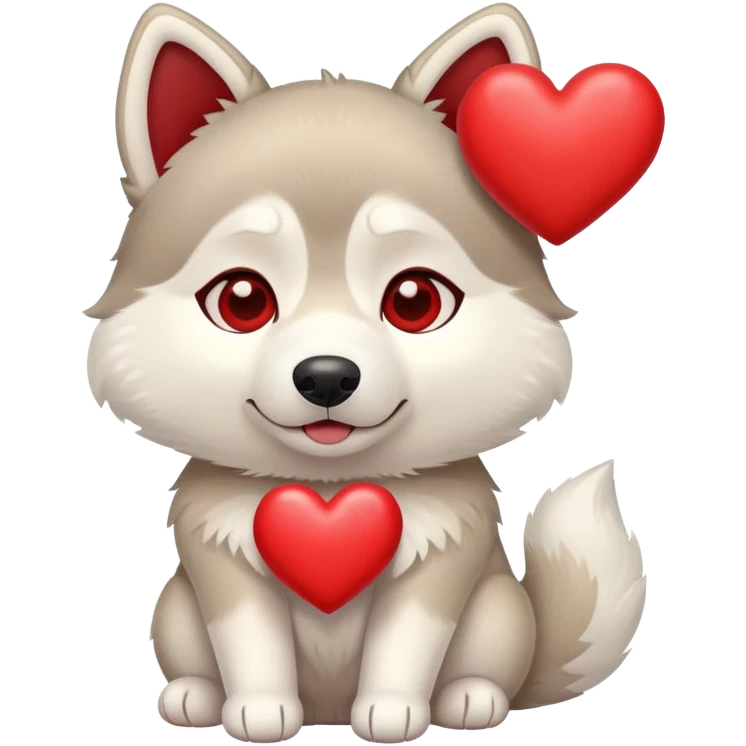 Beige husky holding a heart  emoji