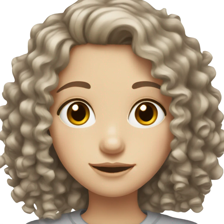 pale girl with curly dark brown hair and hazel eyes emoji