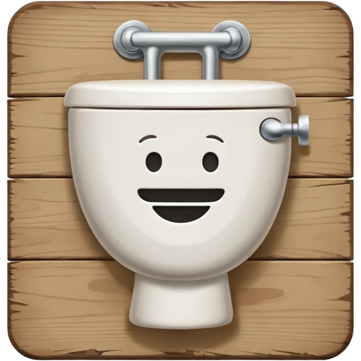 Wooden sign, toilet emoji