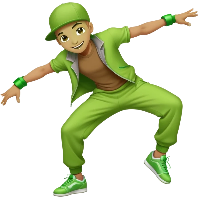 green breakdancer in dynamic pose emoji