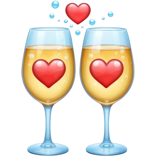 two glasses touching each other in a toast with a heart in the background emoji