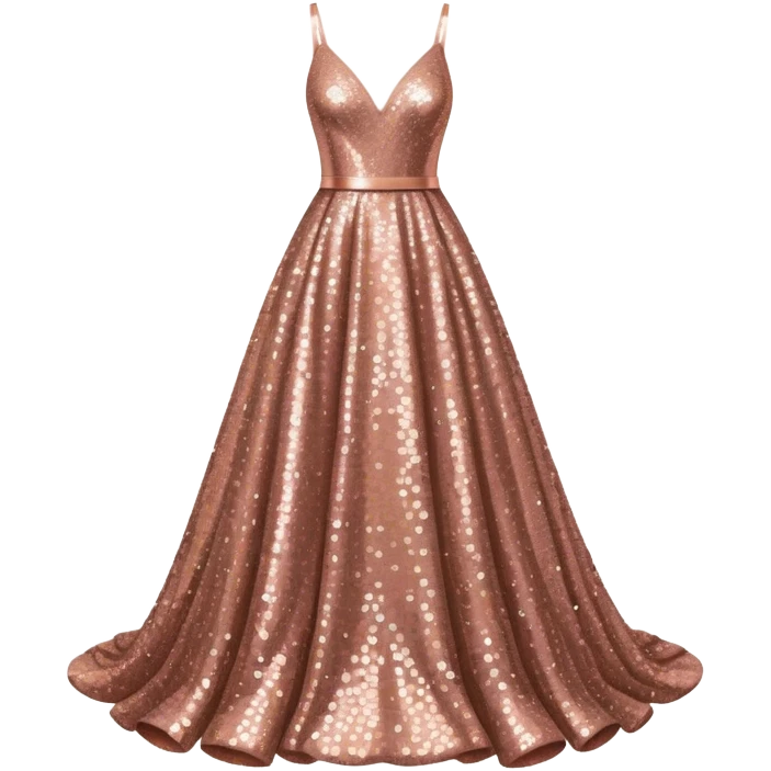 Realistic rose gold sequin gown isolated emoji