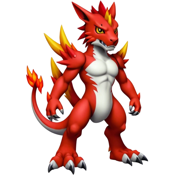 Cool edgy Guilmon-Pyroar-Digimon, full body emoji