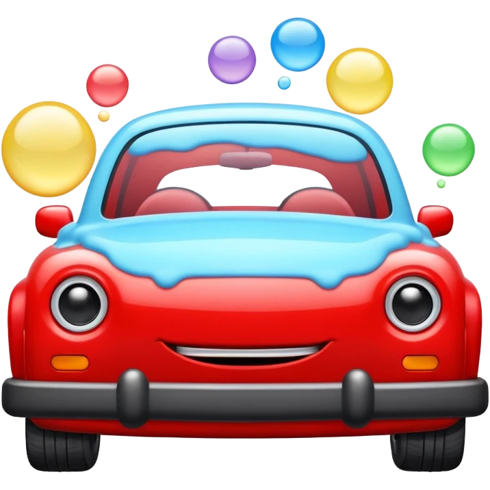 car wash with colorful foam bubbles and cars emoji