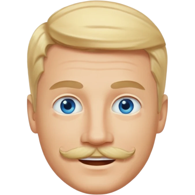 normal emoji 👨🏼 guy with blond hair, mustache, and blue eyes. No shoulders or neck. Just head emoji