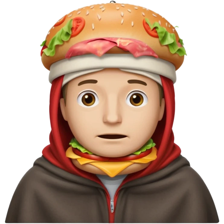 roblox guy wearing burger hat hiding under smelly blanket emoji