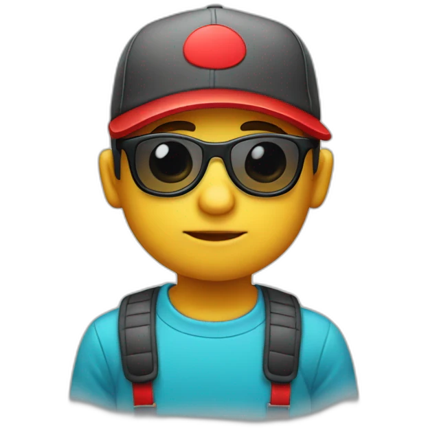 Niño con lentes y gorra roja  emoji