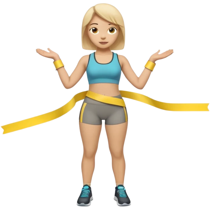 A 3D cartoon person measuring their waist with a yellow tape, casual fitness outfit, Memoji-style realism. emoji