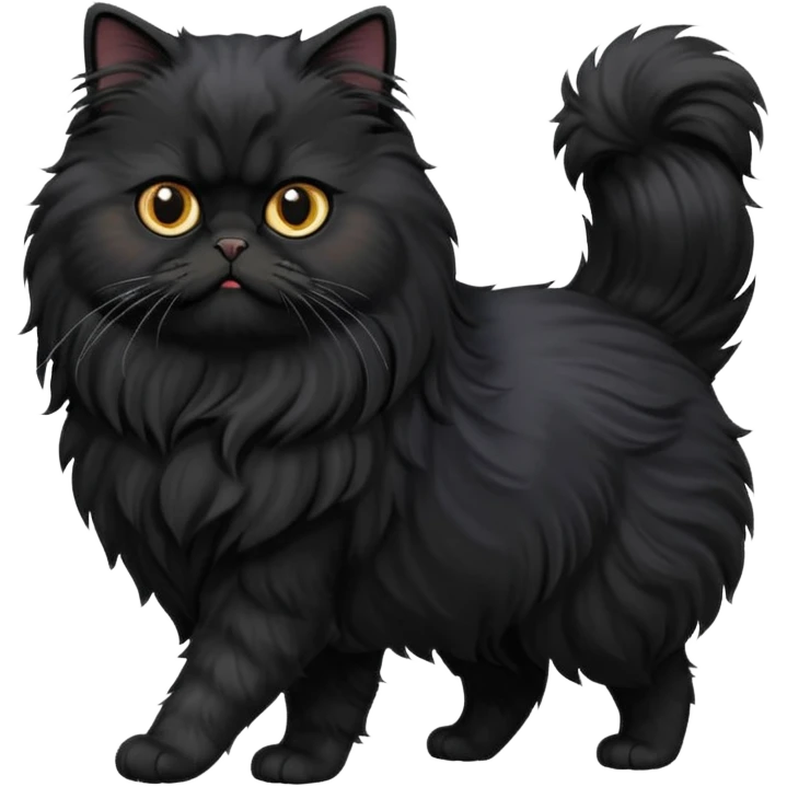 Black Persian Cat walking emoji