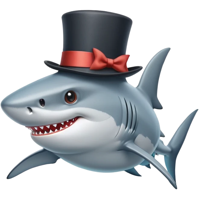 Shark with a top hat emoji