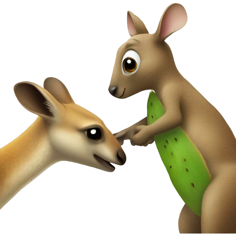 kangaroo and kiwi shaking hands emoji