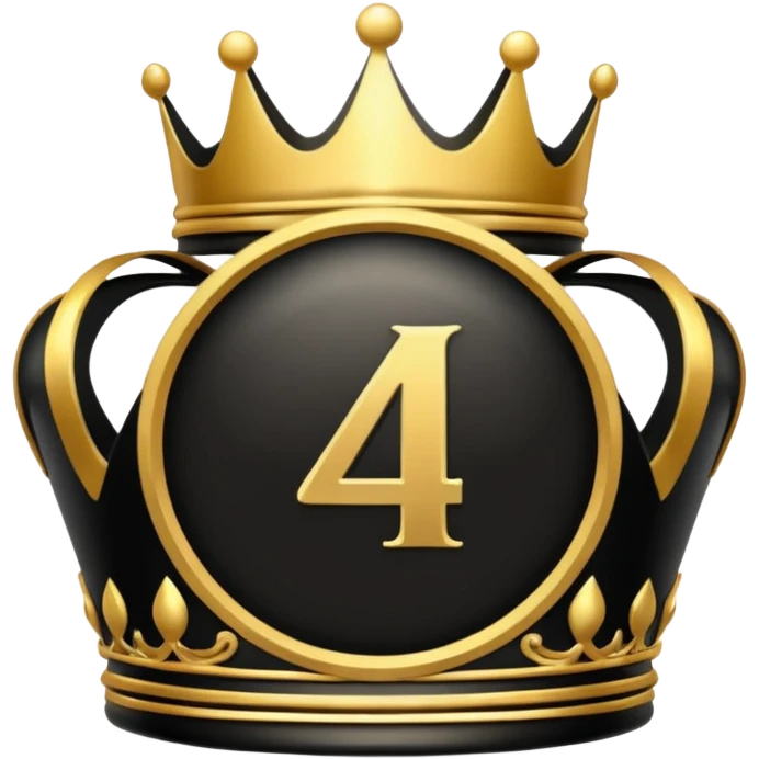 Make a round icon for a paid subscription, black and gold, with the number 4 and a crown. emoji