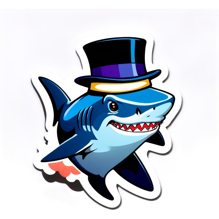 Shark with a top hat emoji