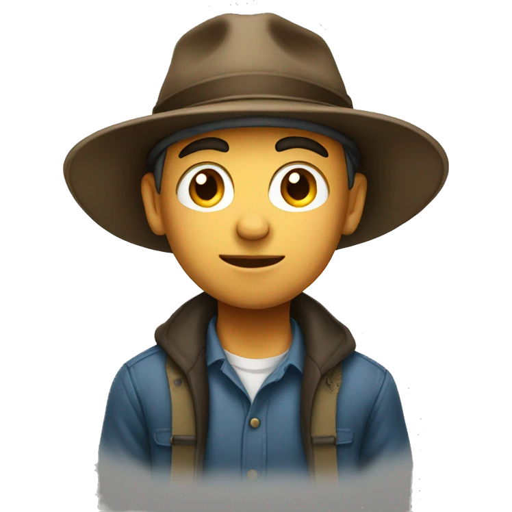 boy in hat gazing forward emoji