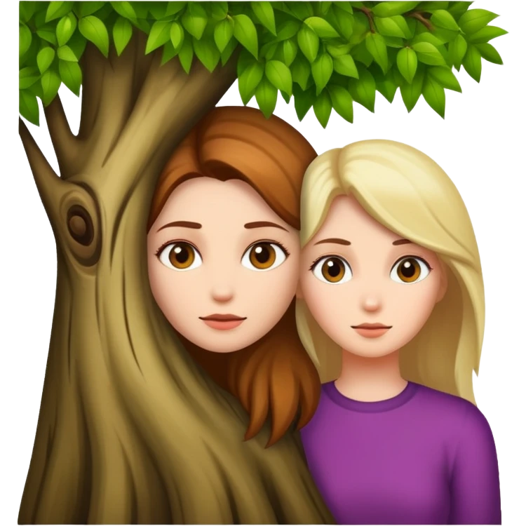 woman hiding behind tree emoji
